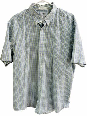 L.L. Bean Men’s Plaid Short-Sleeve Button-Down Shirt Large | EUC